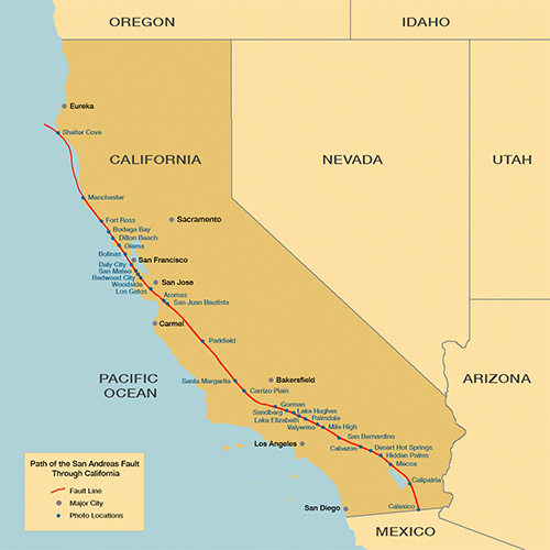 Path of the San Andreas Fault through California